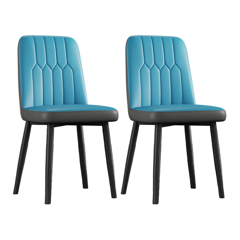 Contemporary Metal Dining Room Chairs PU Leather Dining Armless Chairs