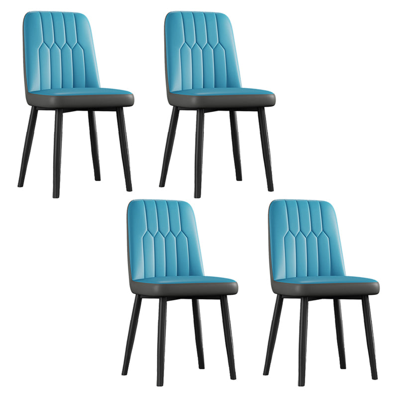 Contemporary Metal Dining Room Chairs PU Leather Dining Armless Chairs