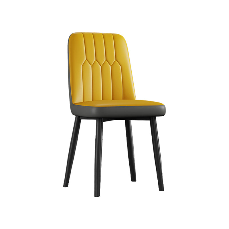 Contemporary Metal Dining Room Chairs PU Leather Dining Armless Chairs