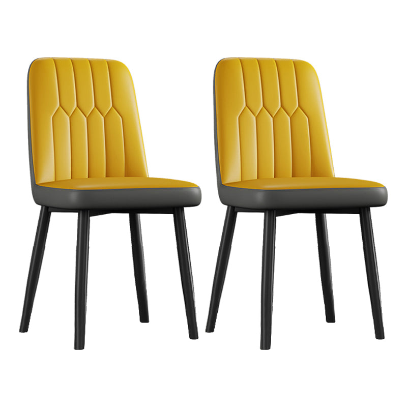 Contemporary Metal Dining Room Chairs PU Leather Dining Armless Chairs