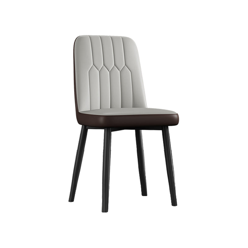 Contemporary Metal Dining Room Chairs PU Leather Dining Armless Chairs