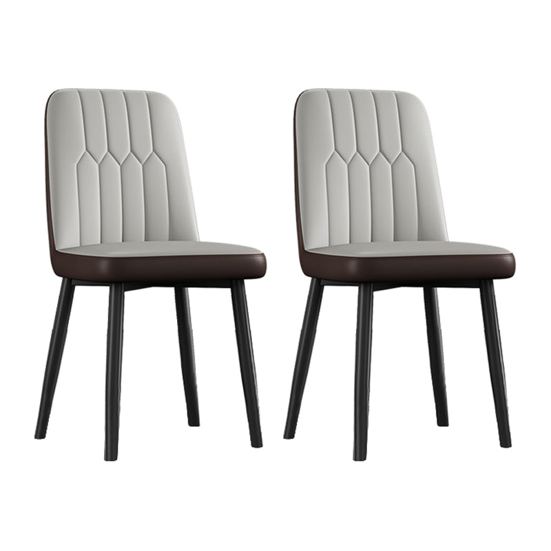 Contemporary Metal Dining Room Chairs PU Leather Dining Armless Chairs