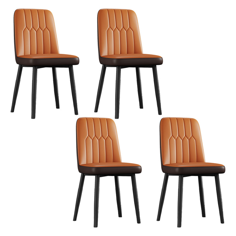 Contemporary Metal Dining Room Chairs PU Leather Dining Armless Chairs