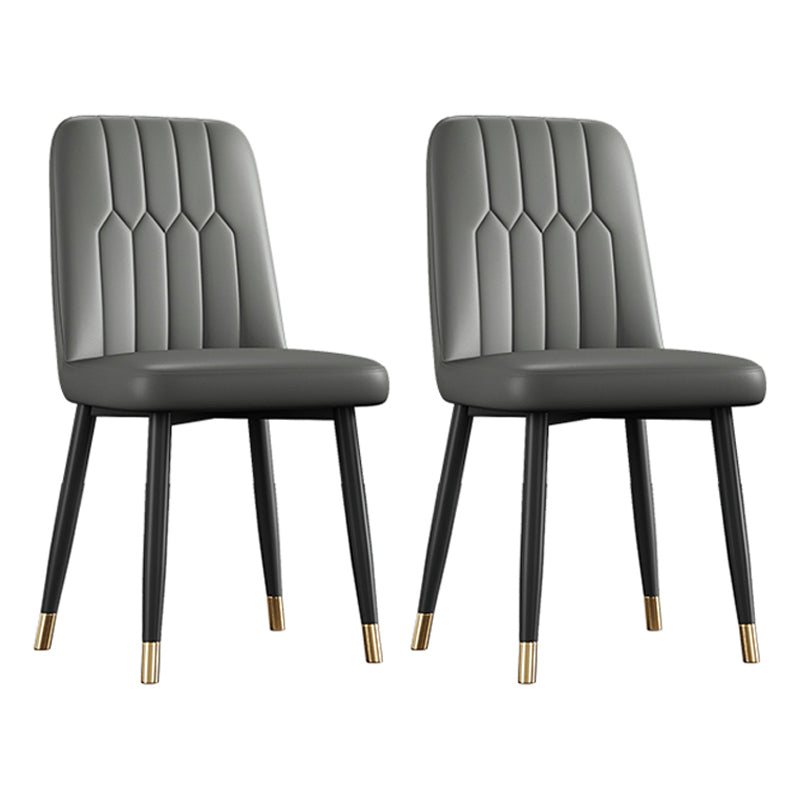 Contemporary Metal Dining Room Chairs PU Leather Dining Armless Chairs