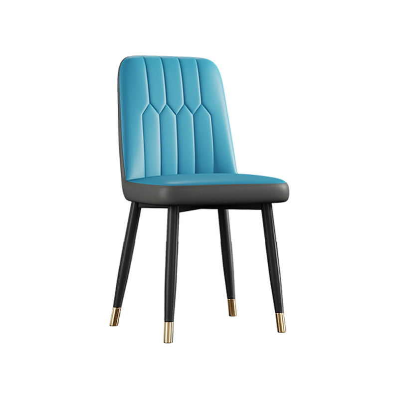 Contemporary Metal Dining Room Chairs PU Leather Dining Armless Chairs