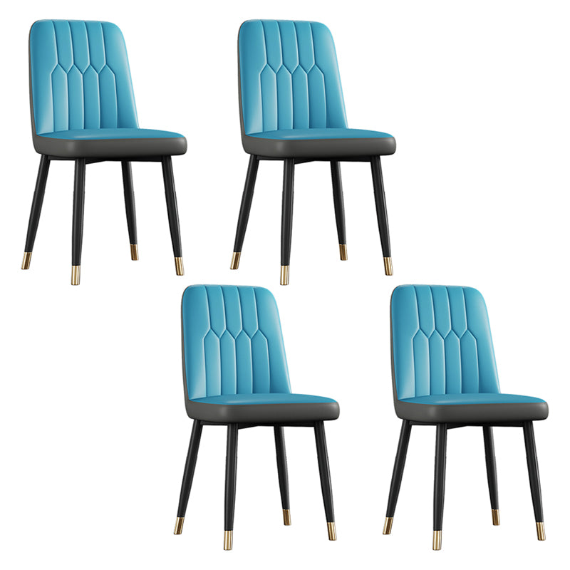 Contemporary Metal Dining Room Chairs PU Leather Dining Armless Chairs