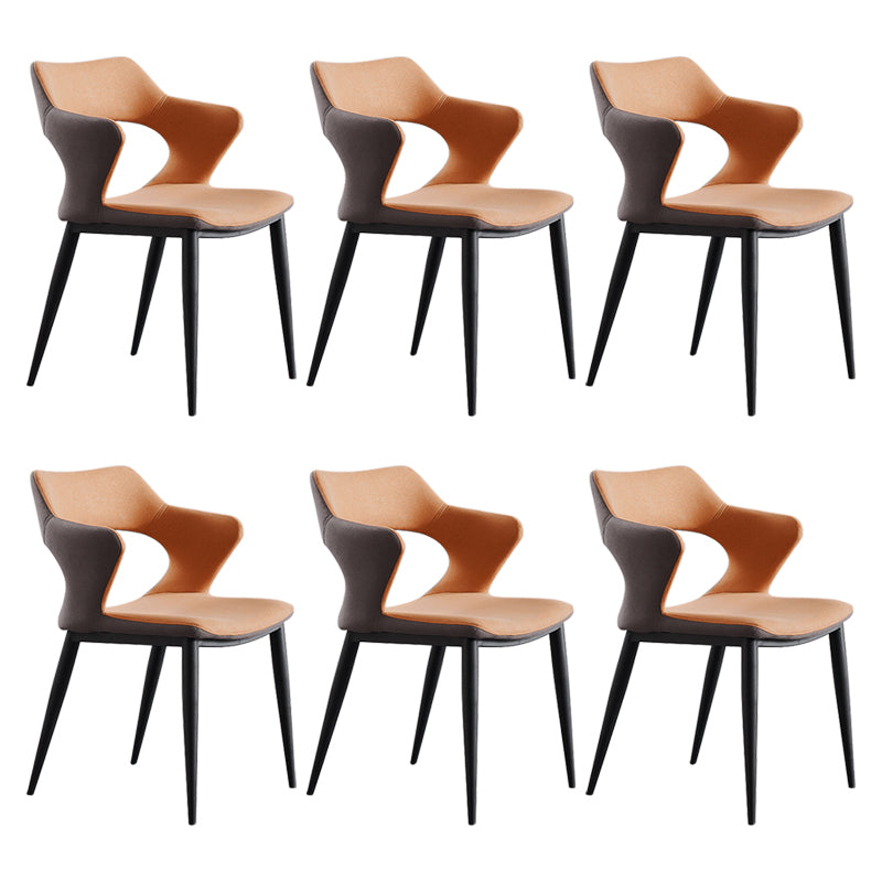 Fauteuil contemporain en simili cuir, finition mate, chaise de salle à manger à dossier ouvert