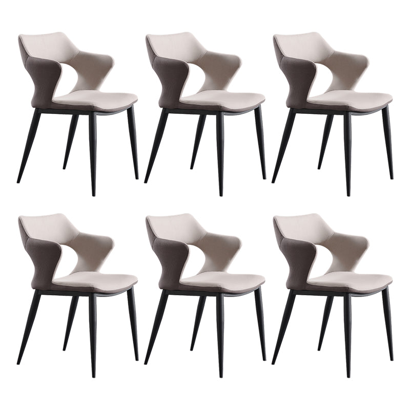 Fauteuil contemporain en simili cuir, finition mate, chaise de salle à manger à dossier ouvert