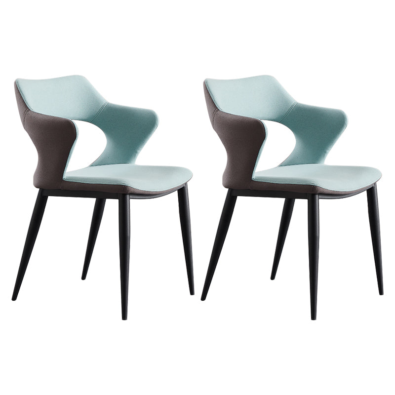 Fauteuil contemporain en simili cuir, finition mate, chaise de salle à manger à dossier ouvert