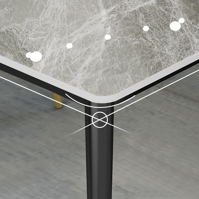 Contemporary Style Stone Dining Table Rectangle 4 Legs Table for Dining Room