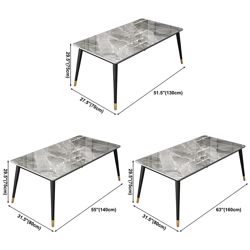 Contemporary Style Stone Dining Table Rectangle 4 Legs Table for Dining Room