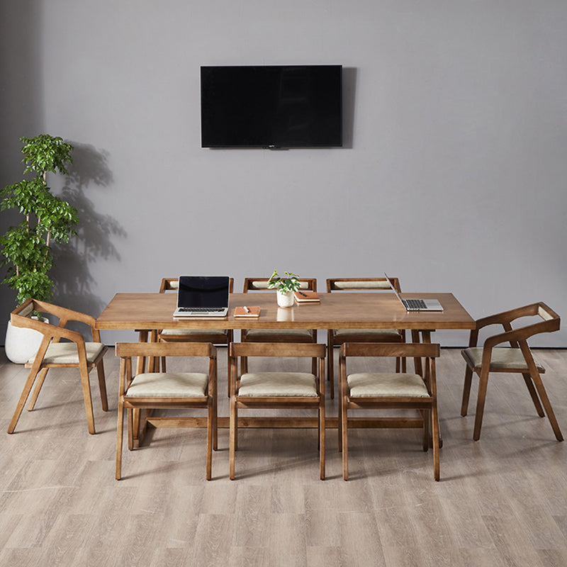 Mesa de comedor blanca de madera maciza rectángulo Simplicidad Mesa base de caballete para comedor