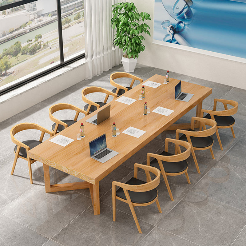Tavolo da pranzo in legno rettangolare tavolo in legno solido moderno con doppio piedistallo