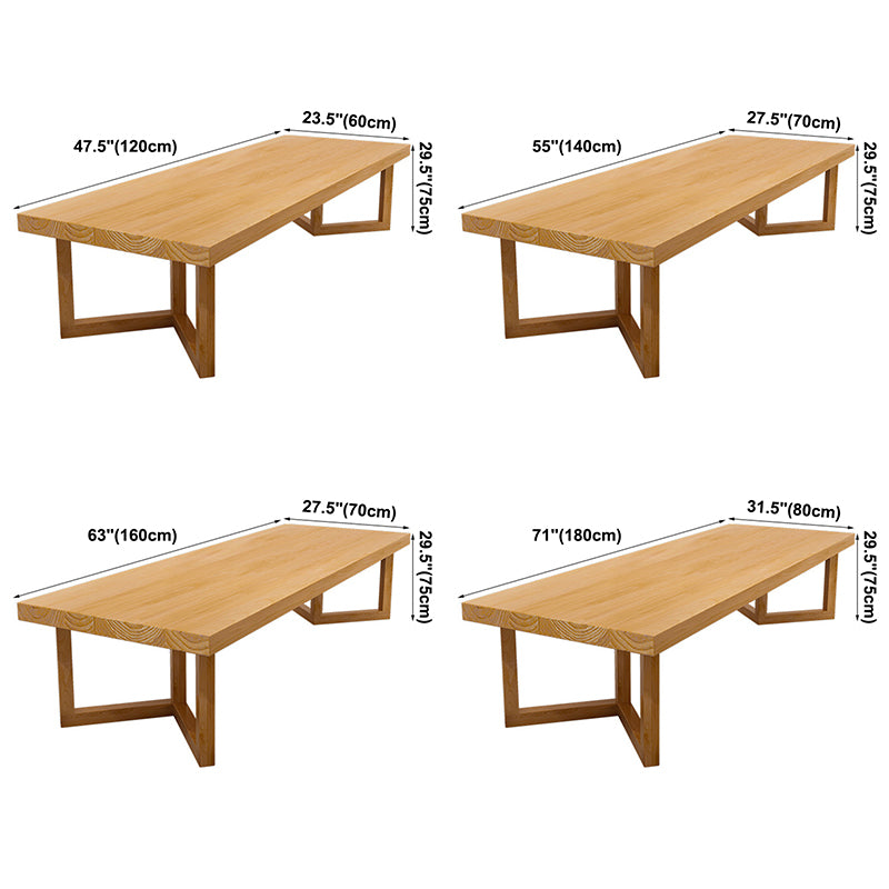 Tavolo da pranzo in legno rettangolare tavolo in legno solido moderno con doppio piedistallo