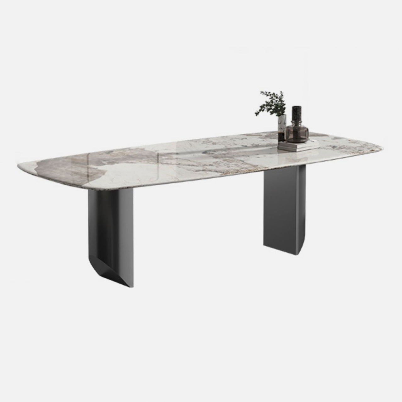Metalen moderne rechthoekige binnentafel Gesinterde stenen tafel voor eetkamer
