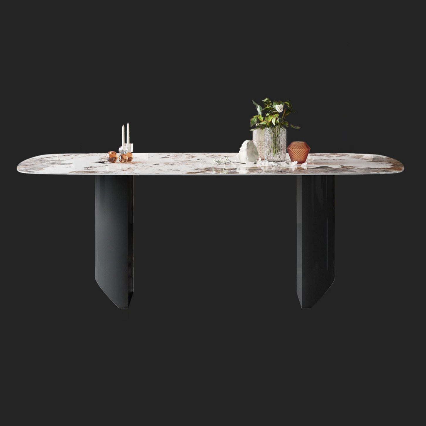 Metalen moderne rechthoekige binnentafel Gesinterde stenen tafel voor eetkamer