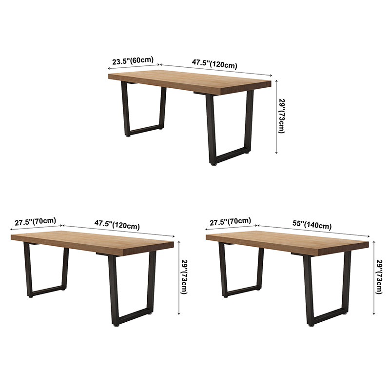 Industrial Style Solid Wood Dining Table Brown Rectangle Sled Base Table for Dinning Room