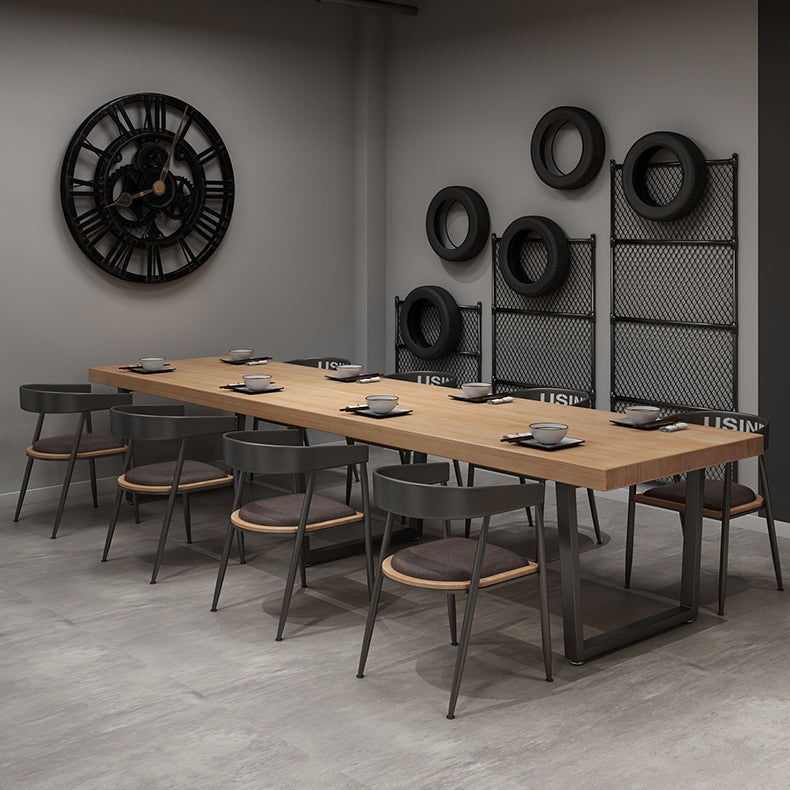 Industrial Style Solid Wood Dining Table Brown Rectangle Sled Base Table for Dinning Room