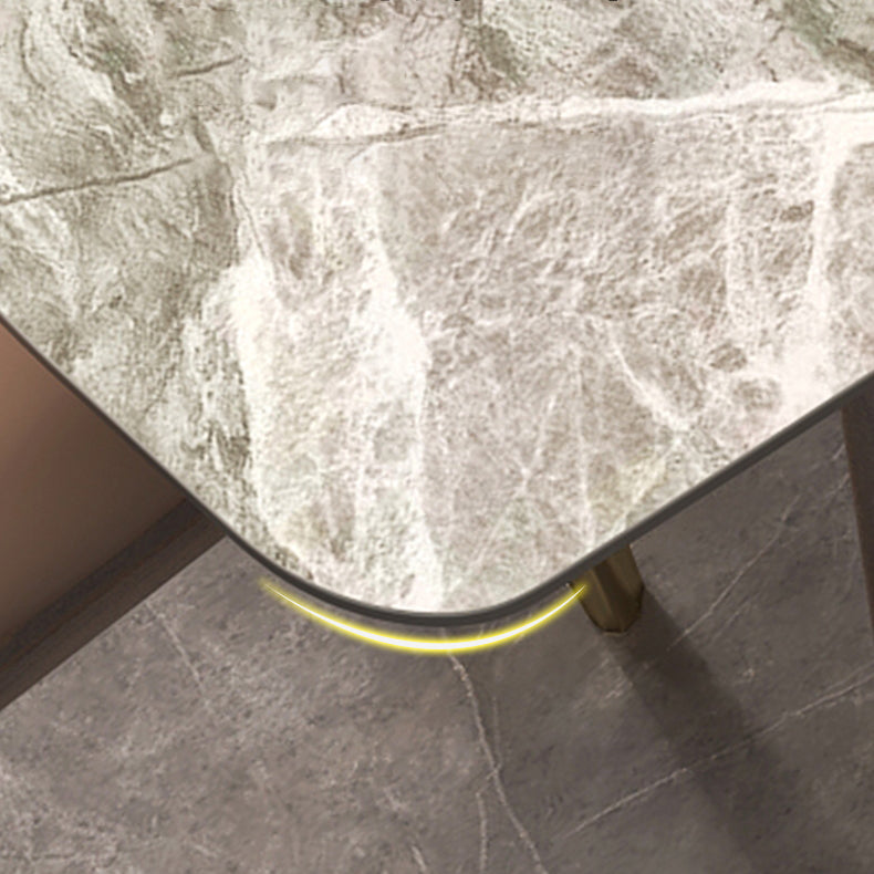 Mesa de comedor de piedra sinterizada estilo simplicidad Casa Mesa de forma rectangular con base de madera de cenizas