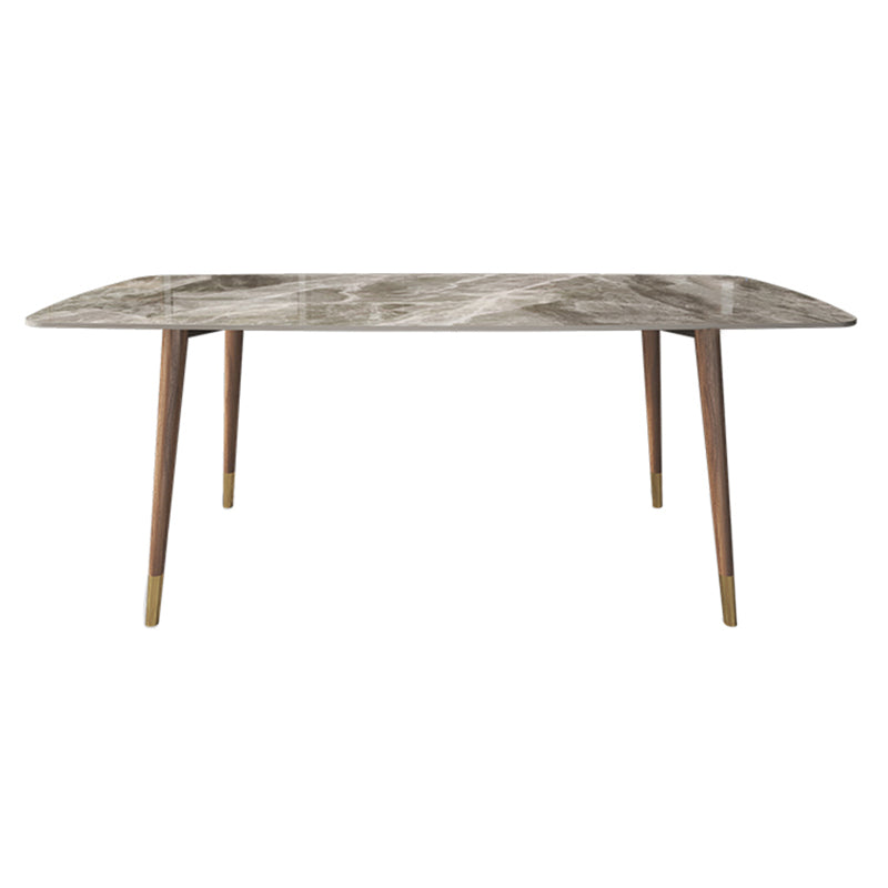 Mesa de comedor de piedra sinterizada estilo simplicidad Casa Mesa de forma rectangular con base de madera de cenizas