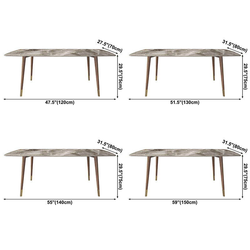 Mesa de comedor de piedra sinterizada estilo simplicidad Casa Mesa de forma rectangular con base de madera de cenizas