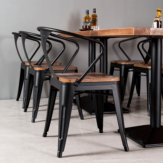 Solid Wood Industrial Style Dining Table Brown Table with Black Frame for Dinning Room