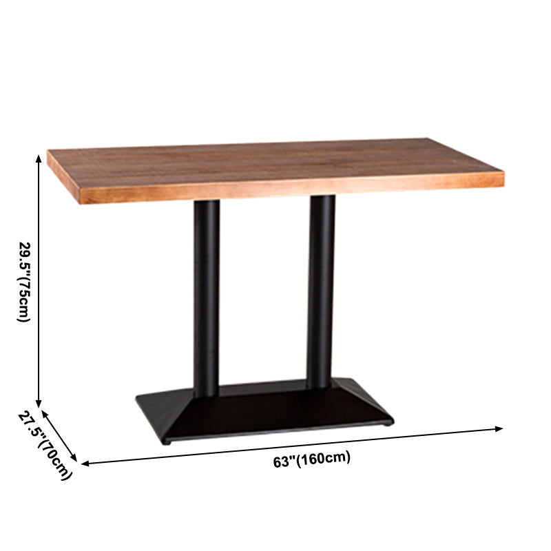 Solid Wood Industrial Style Dining Table Brown Table with Black Frame for Dinning Room