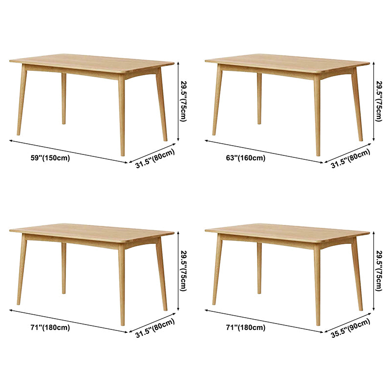 Eenvoudige bruine standaard eettafel vaste houten rechthoek eettafel met 4 potenbasis