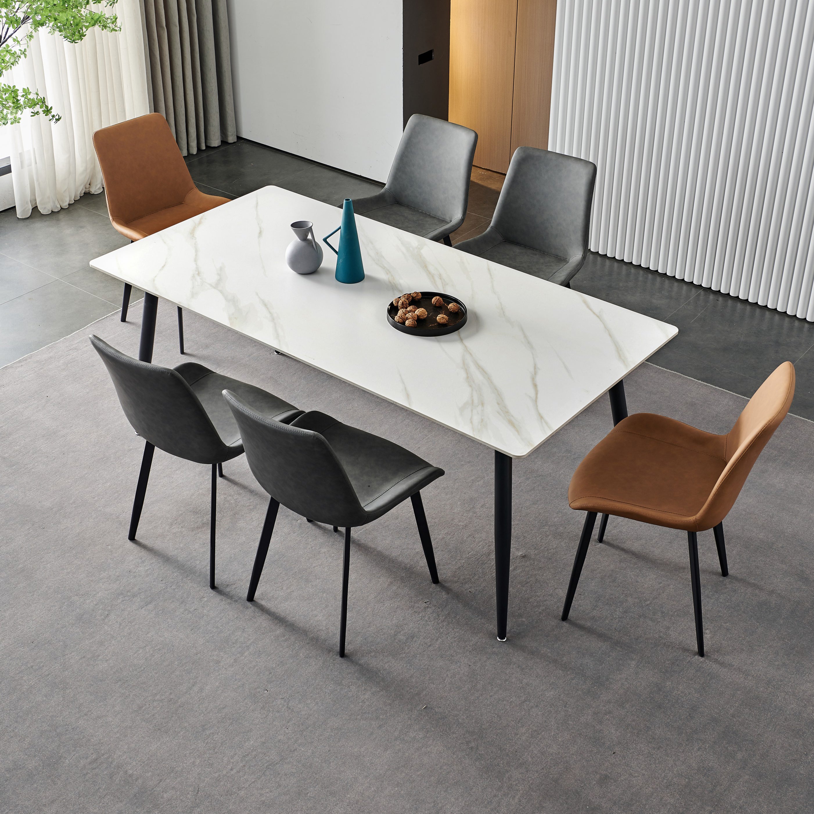 Contemporary Rectangle 4-foot Home Furniture Stone Dining Room Collection