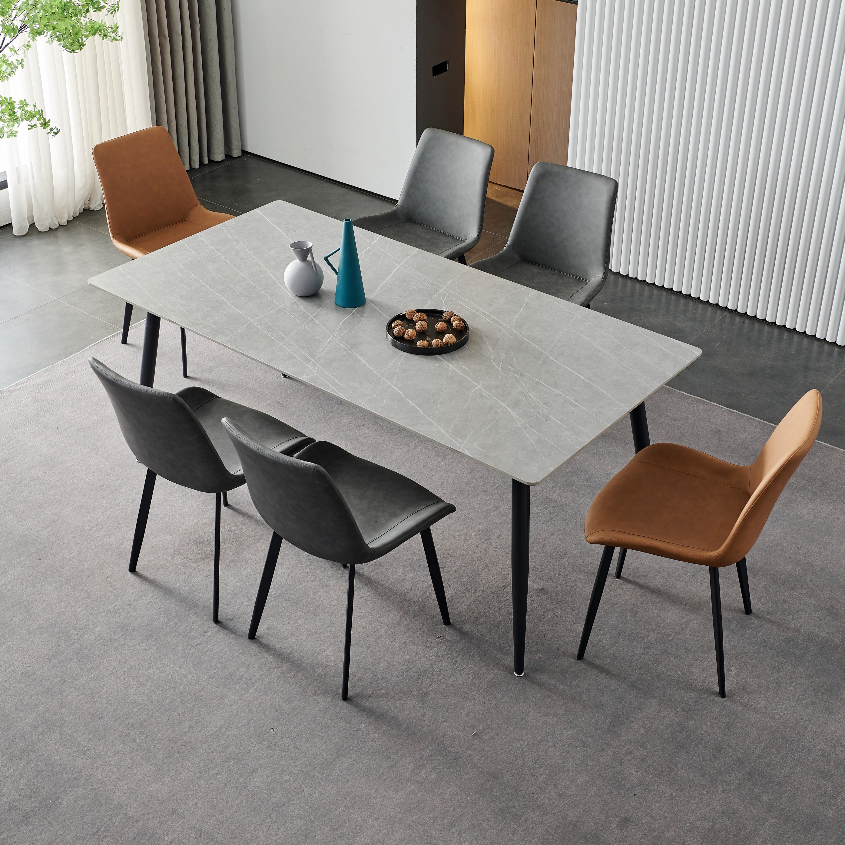 Contemporary Rectangle 4-foot Home Furniture Stone Dining Room Collection