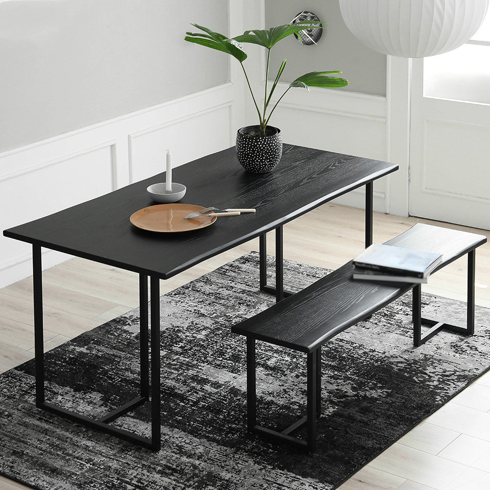 Industrial Style Home Pine Dining Table Rectangle Shape Table with Double Pedestal
