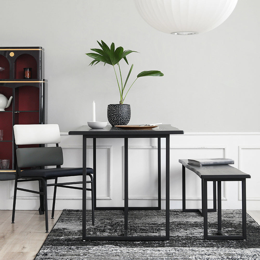 Industrial Style Home Pine Dining Table Rectangle Shape Table with Double Pedestal