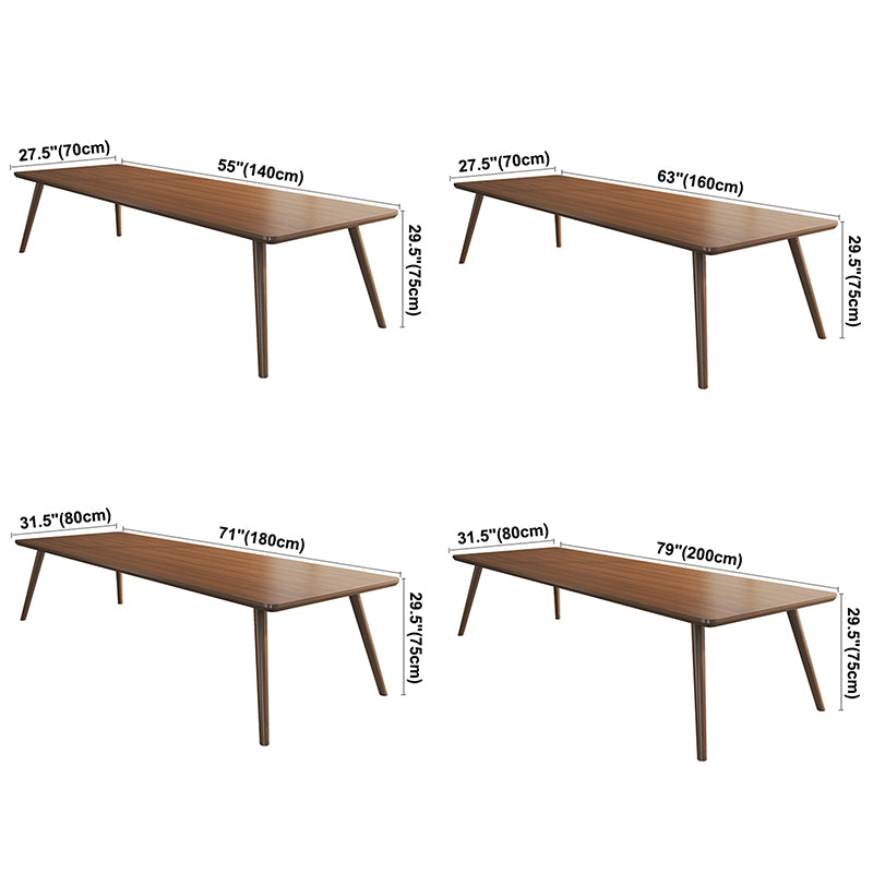 Rectangle Solid Pinewood Brown Tone Dining Table Simplicity 4 Legs Table for Dining Room