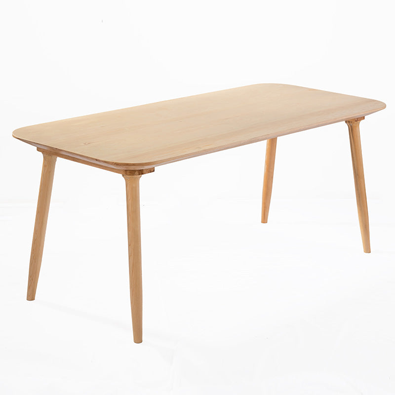 Rechthoek minimalistische eettafel houten kleur vaste tafel met massief hout