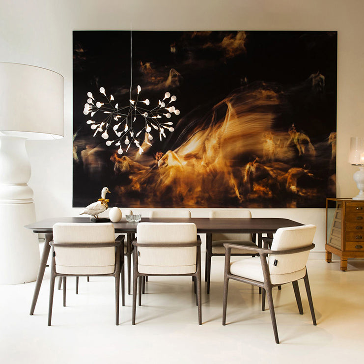Rechthoek minimalistische eettafel houten kleur vaste tafel met massief hout