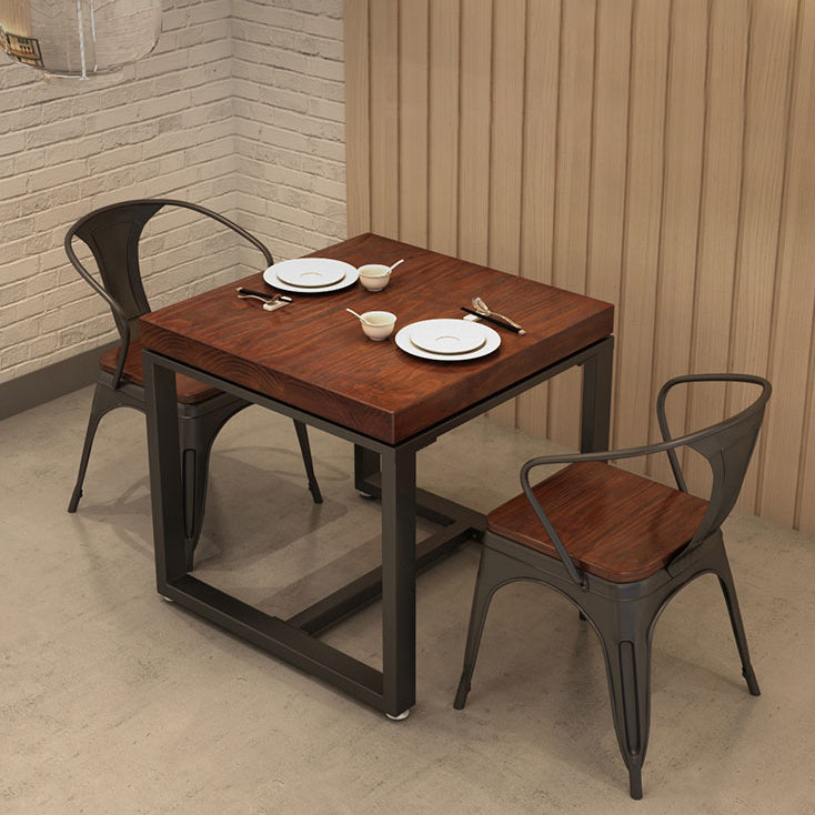 Mesa de comedor de madera maciza de estilo industrial, mesa de comedor con base de caballete para comedor