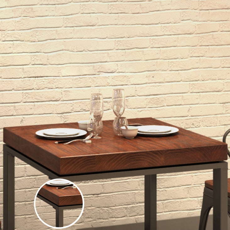 Mesa de comedor de madera maciza de estilo industrial, mesa de comedor con base de caballete para comedor