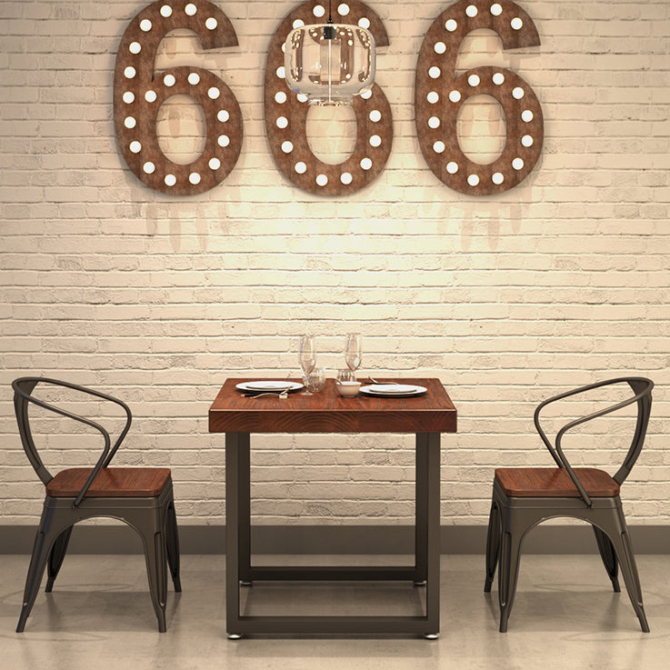 Mesa de comedor de madera maciza de estilo industrial, mesa de comedor con base de caballete para comedor