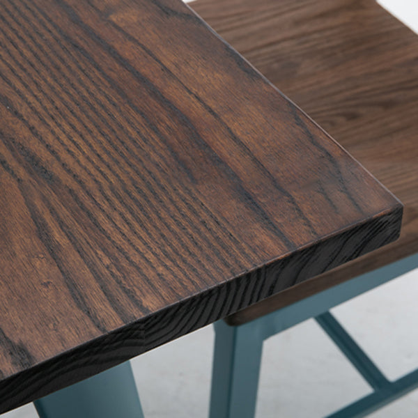 Mesa de comedor industrial de madera maciza Mesa marrón de 4 patas para comedor