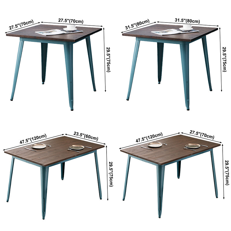 Mesa de comedor industrial de madera maciza Mesa marrón de 4 patas para comedor