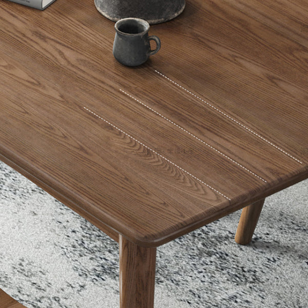 Modern Style Ash Wood Dining Table 4 Legs Rectangular Table in Wood Color