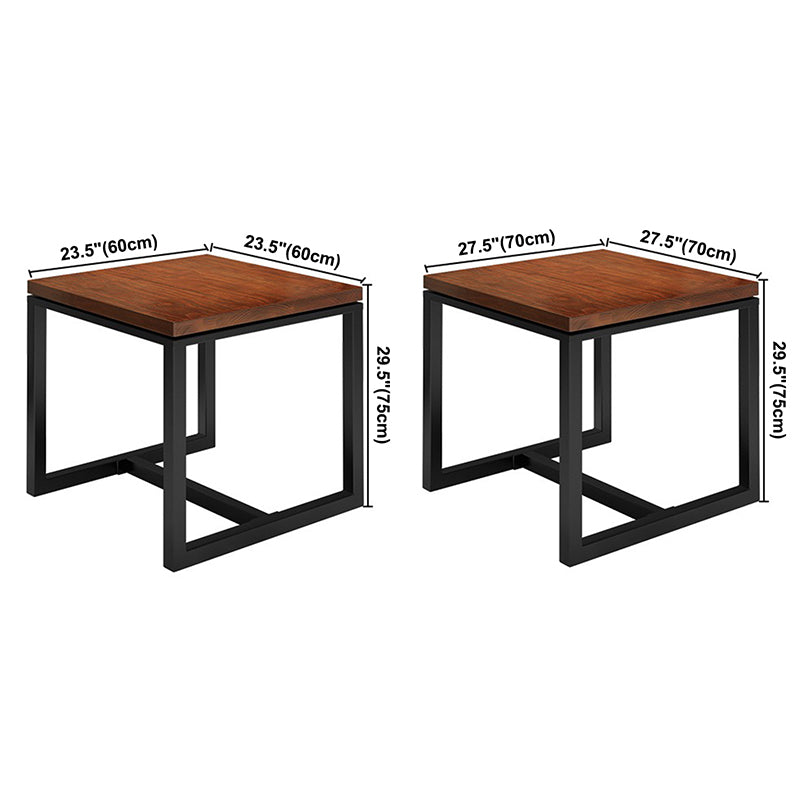 Massivholz Industrial Esstisch Brauner Quadratisch mit Trestle -Basis für Esszimmer