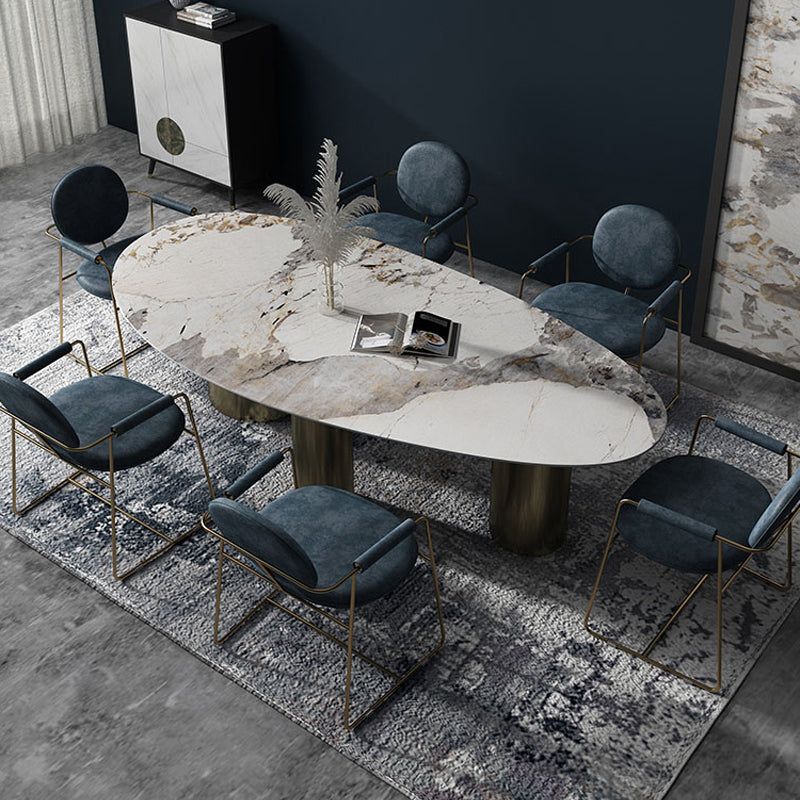 Metal Traditional Luxury Oval Indoor Table Sintered Stone Table for Dining Room