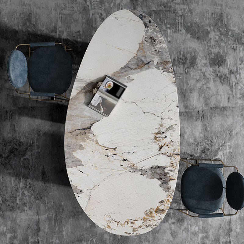 Metal Traditional Luxury Oval Indoor Table Sintered Stone Table for Dining Room