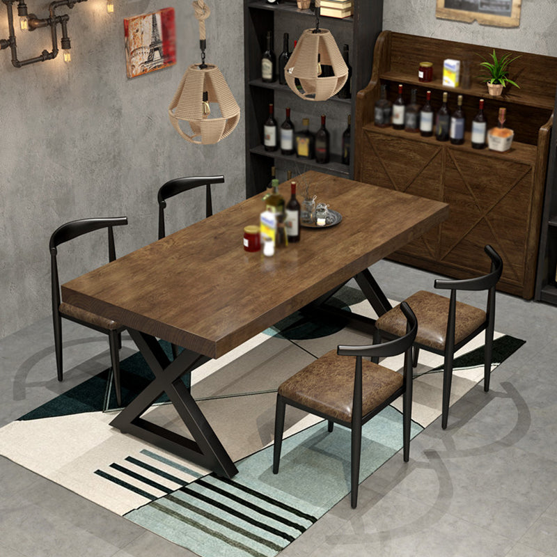Stile industriale Tavolo da pranzo in pino da pino tavolo da rettangolo con base di cavalletto