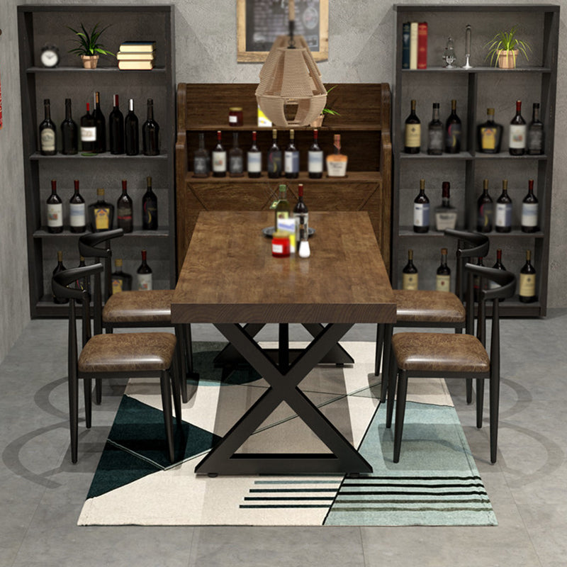 Stile industriale Tavolo da pranzo in pino da pino tavolo da rettangolo con base di cavalletto
