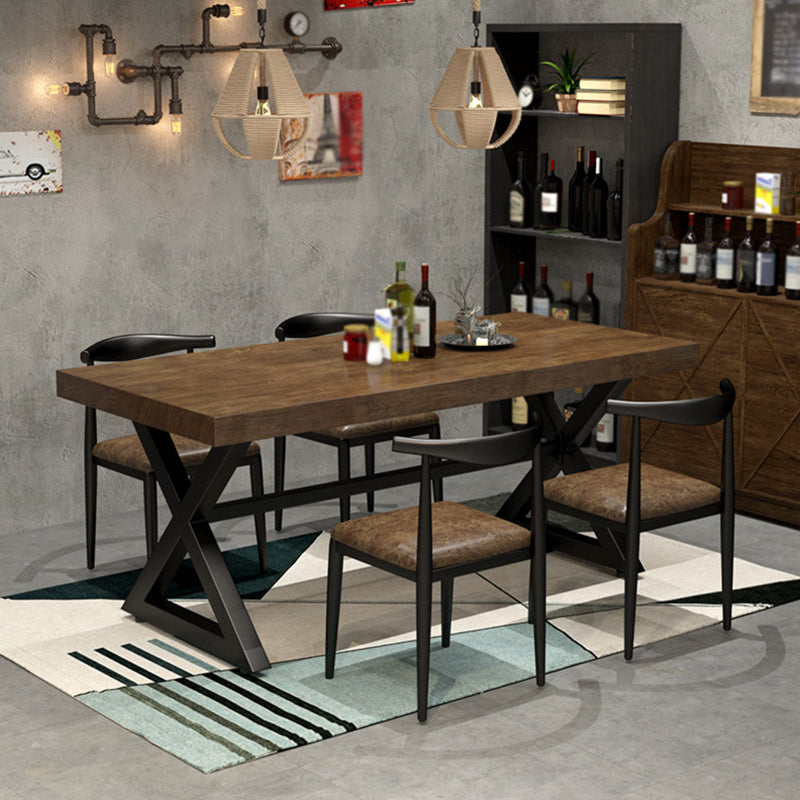 Stile industriale Tavolo da pranzo in pino da pino tavolo da rettangolo con base di cavalletto