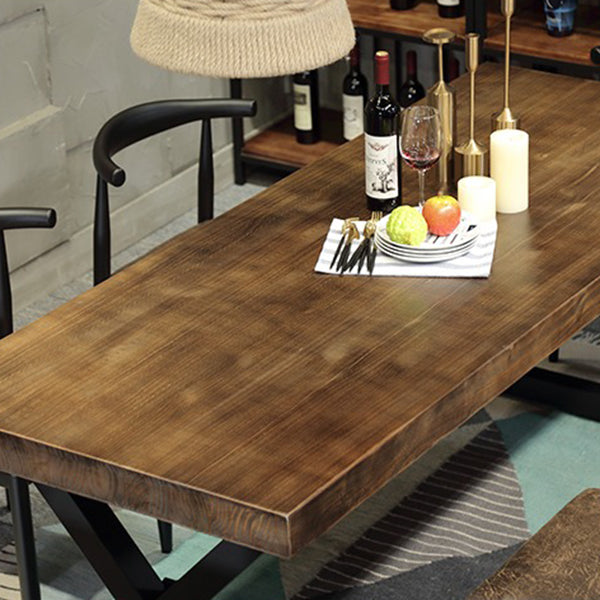 Stile industriale Tavolo da pranzo in pino da pino tavolo da rettangolo con base di cavalletto