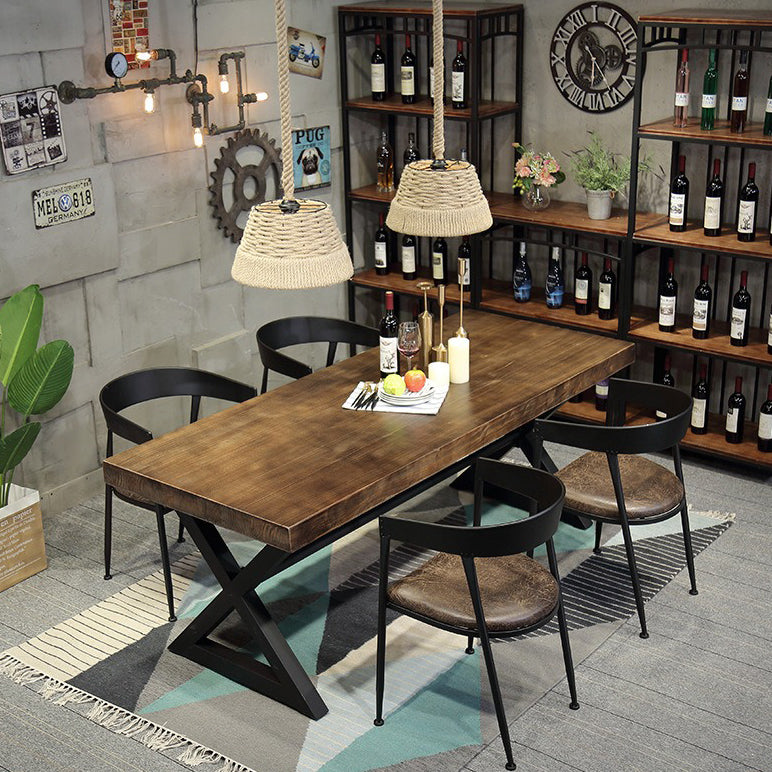 Stile industriale Tavolo da pranzo in pino da pino tavolo da rettangolo con base di cavalletto