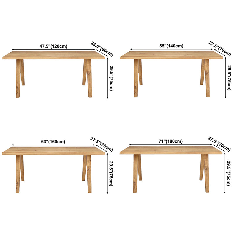 Simple Pine 4 Legs Dining Table Solid Wood Rectangle Furniture for Home